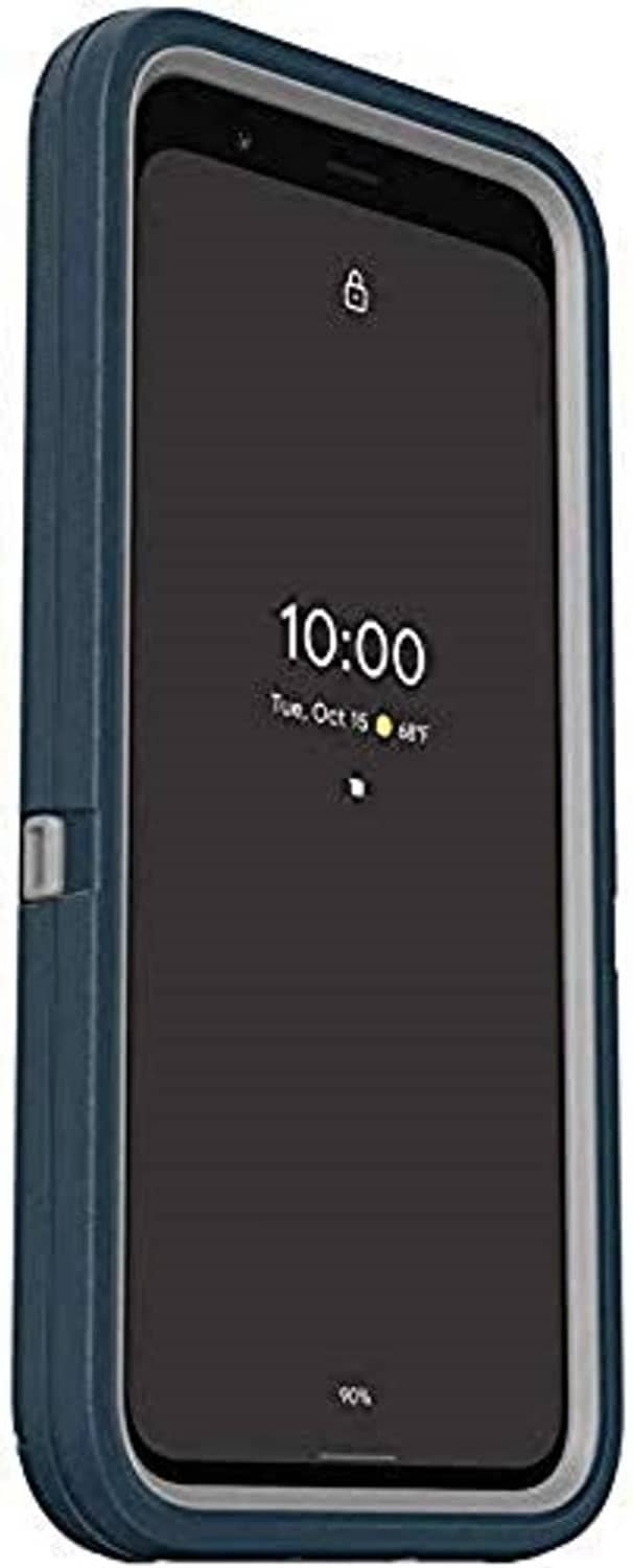Dark blue phone case with side buttons and front display window for Google Pixel 4
