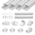 White PVC line set cover kit with straight covers, corrugated inserts, corner and end fittings
