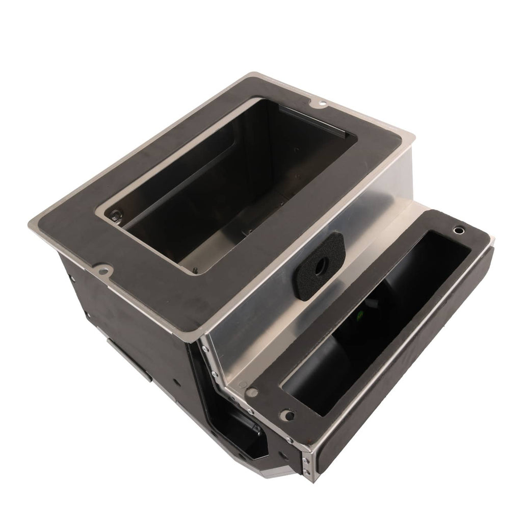 Heater box kit with open top and exposed black interior channels, aluminum frame