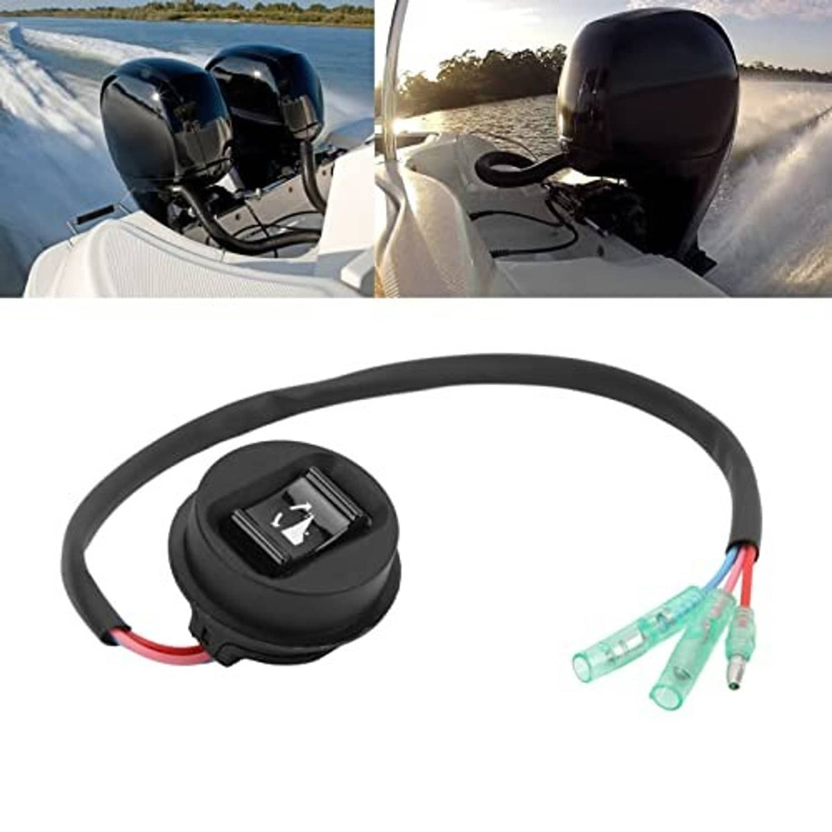 Trim tilt switch assembly with long black cable and three translucent 3-pin connectors
