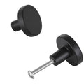 Black mushroom cabinet knob with short threaded mounting bolt, zinc alloy hardware.