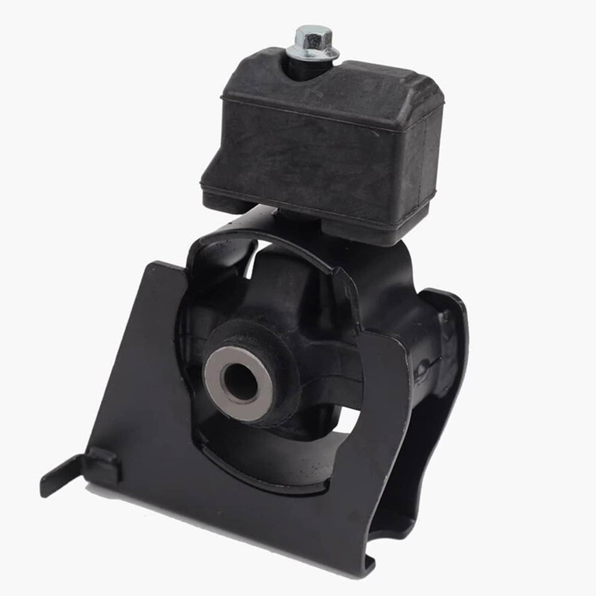 Black rubber engine mount with square top and circular bushing insert