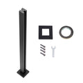 Black glass railing post clamp bracket with square base and mounting slot