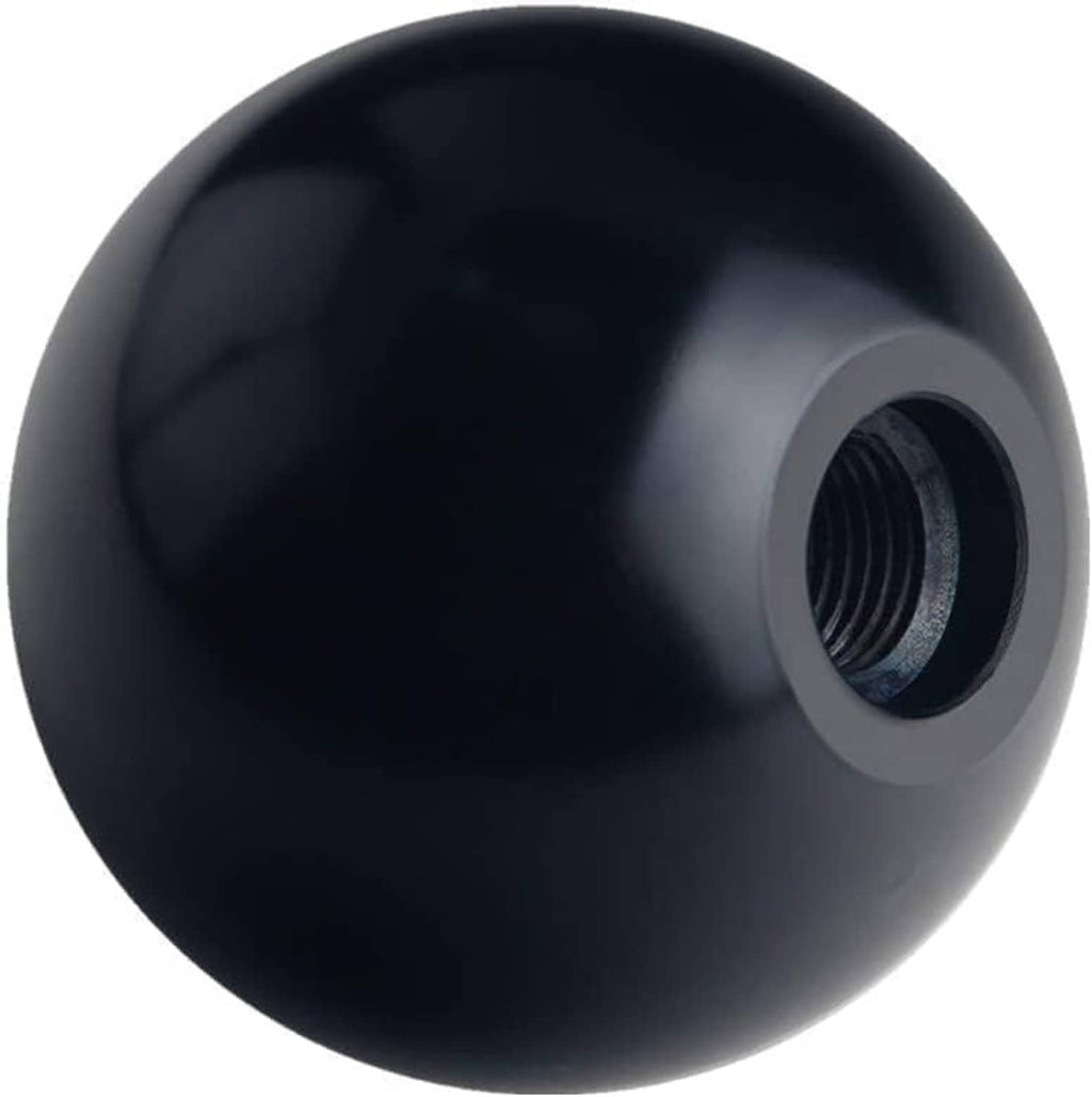 Black shift knob with gray threaded mounting hole