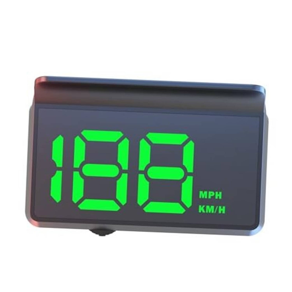 HUD head-up display unit with green triple-digit speed digits on dark face