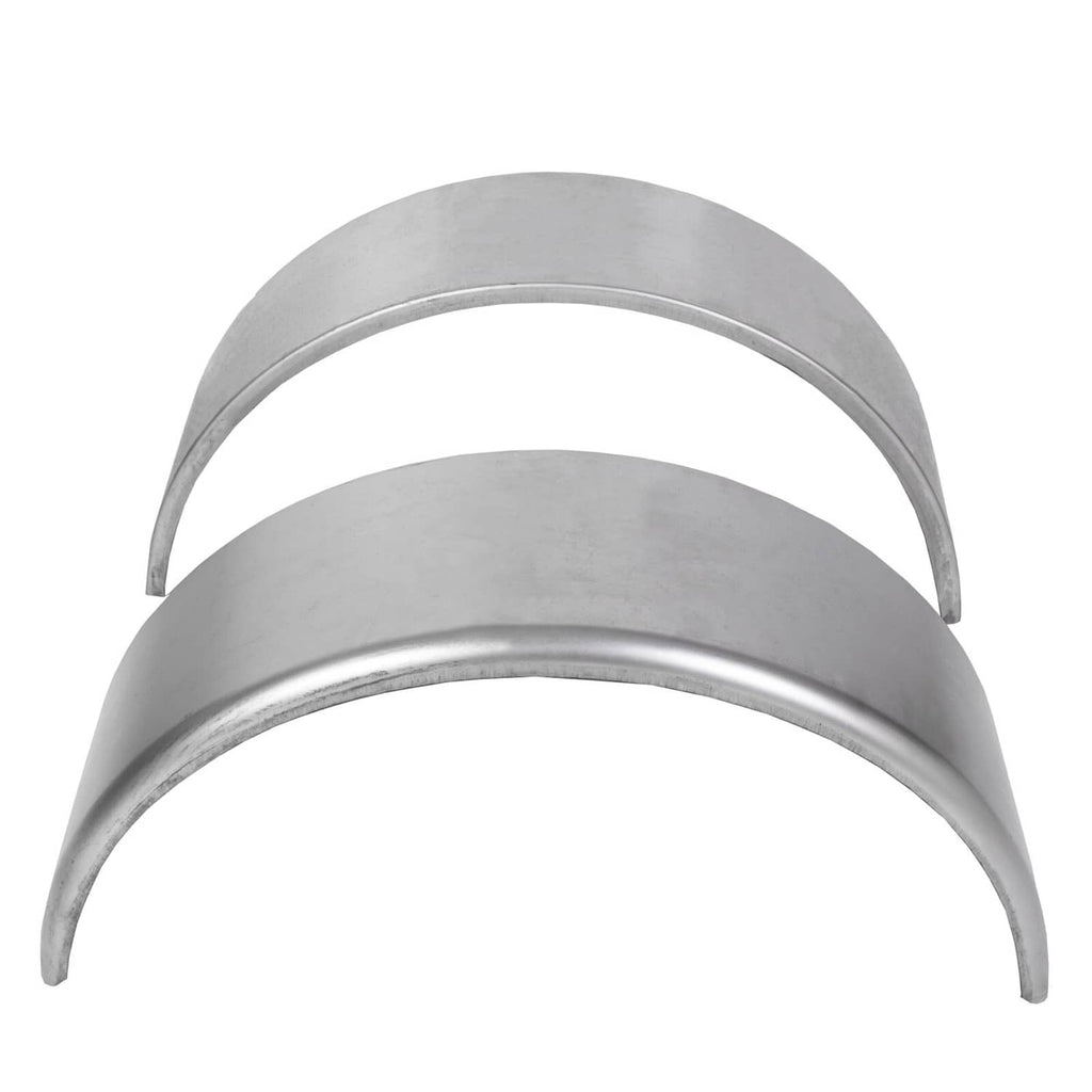 Galvanized steel round single-axle trailer fender pair, curved arch with smooth edge