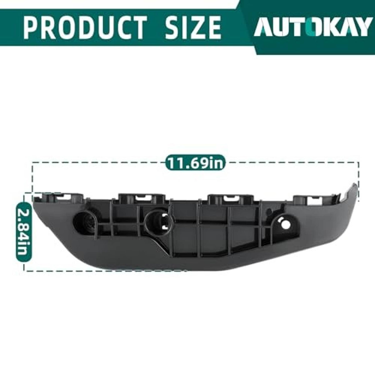 Black front bumper bracket assembly with size guide outline