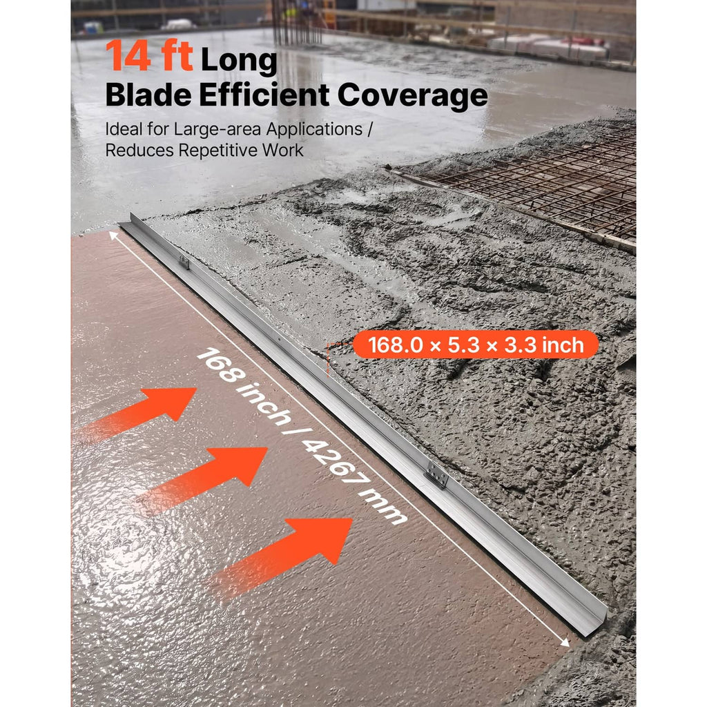 14 ft aluminum alloy concrete screed blade for leveling, wide rectangular edge