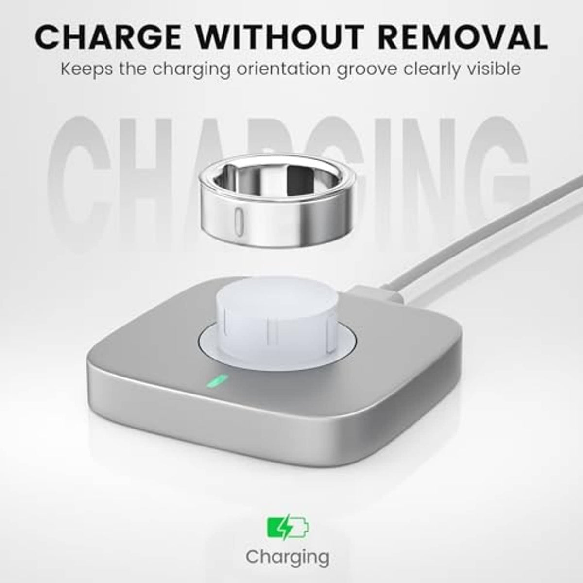 Clear ring skin protector that keeps charging visible without removing the ring