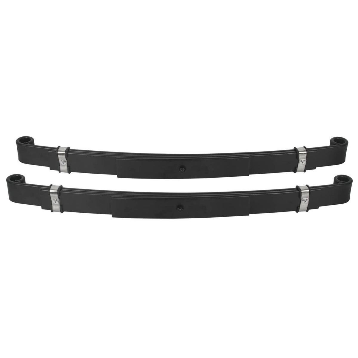 Black rear leaf springs, curved bars with metal clamps and bushing ends (2)