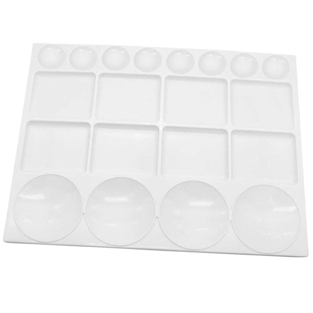 White watercolor paint tray palette with 20 wells and mixing rectangles, 75 ml