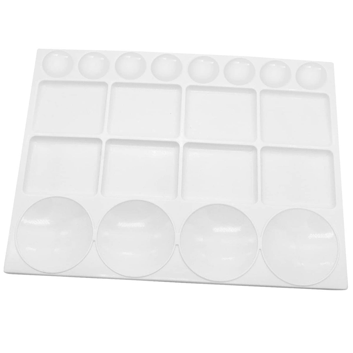 White watercolor paint tray palette with 20 wells and mixing rectangles, 75 ml