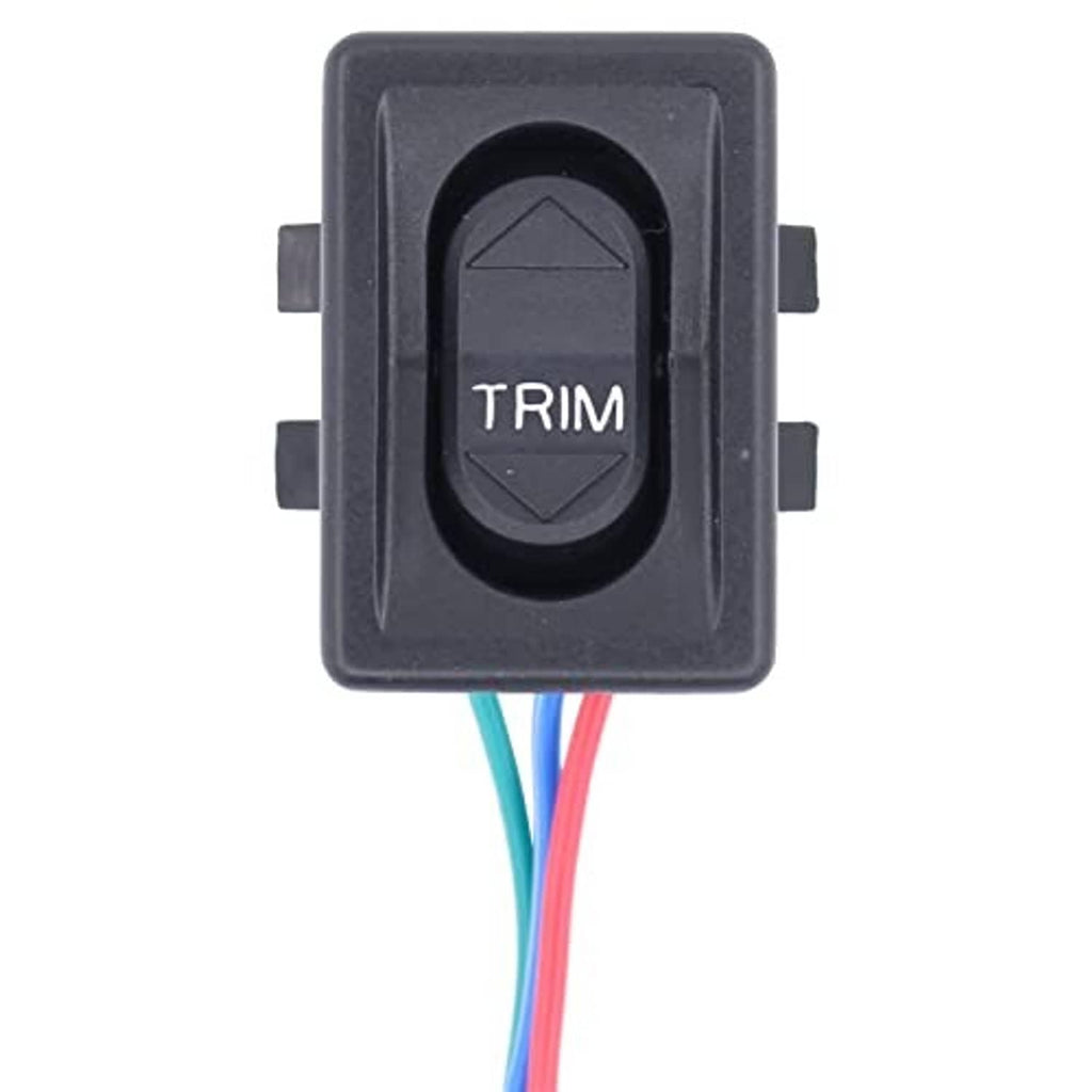 Square trim switch with circular rocker marked 'TRIM' and colored wires