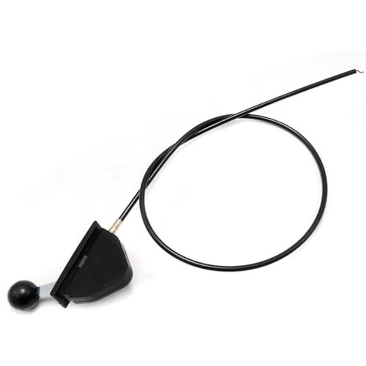 Black throttle cable with ball knob and long cable routed to the tip