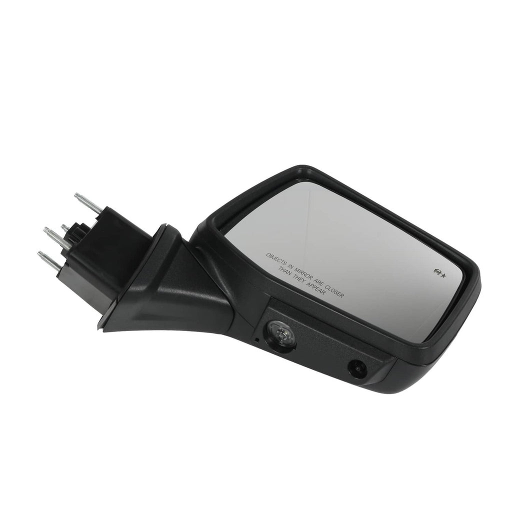 Black heated side mirror with rear control sensor and power cable mounting plug