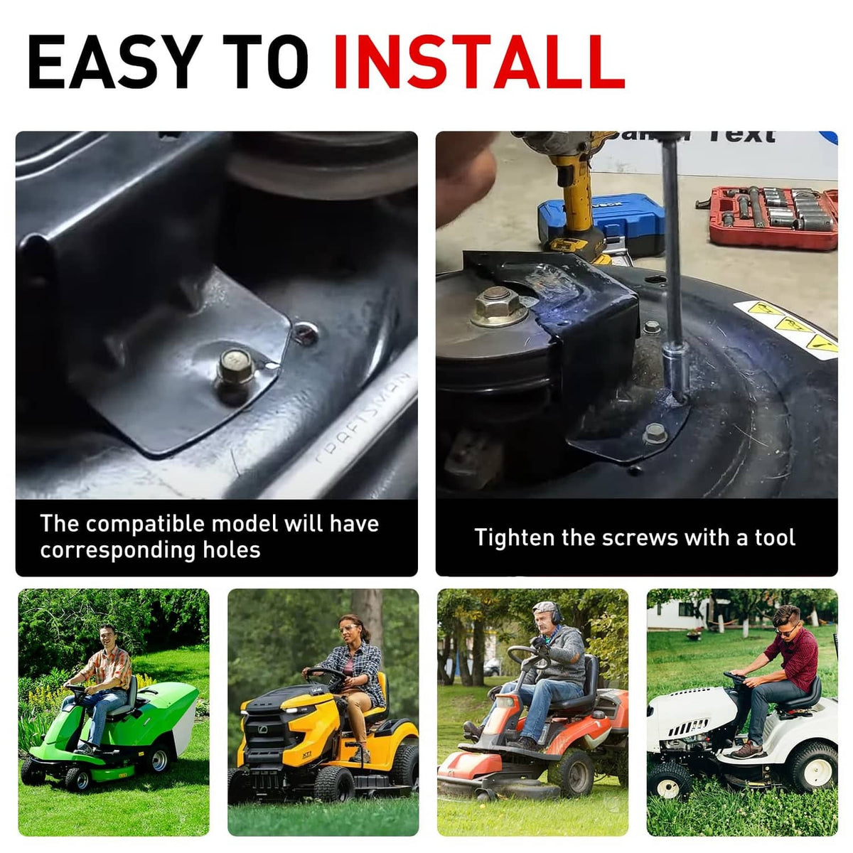 Black deck pulley belt guard cover installed on mower deck with screws