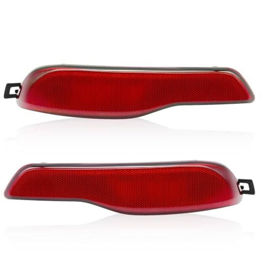 Red rear bumper reflector light pair with black side brackets