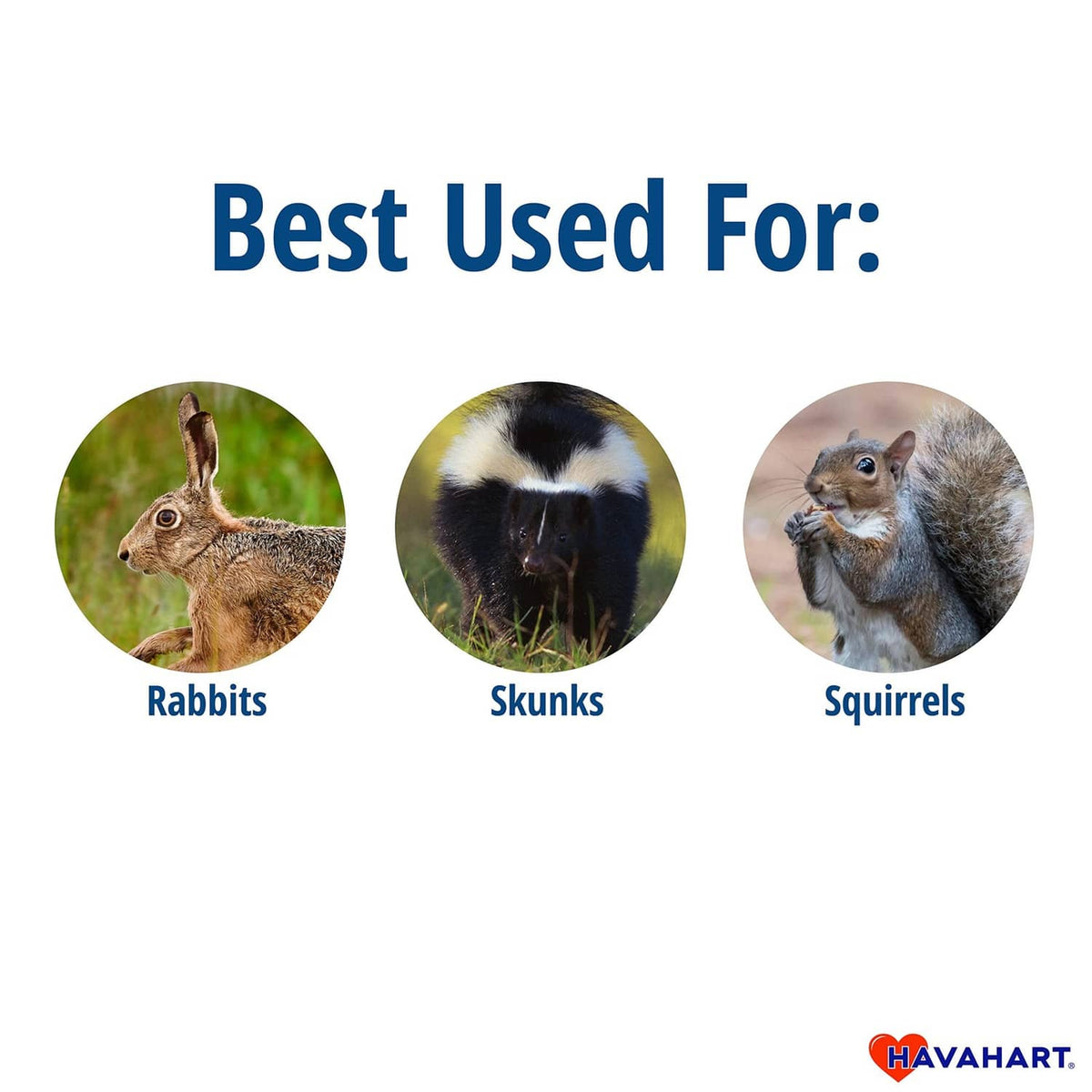 Havahart live trap use icons for rabbits, skunks, and squirrels