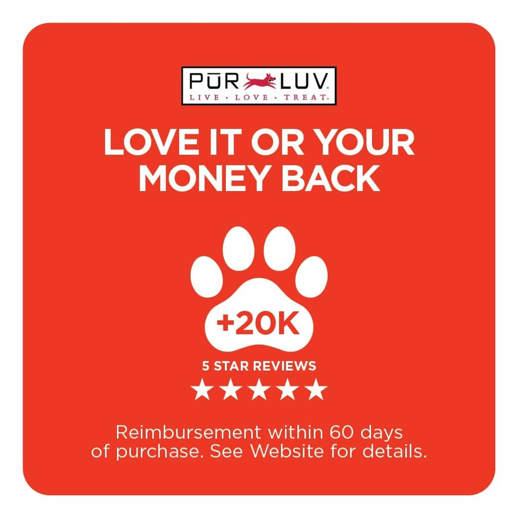 Pur Luv love it or your money back guarantee card with paw icon
