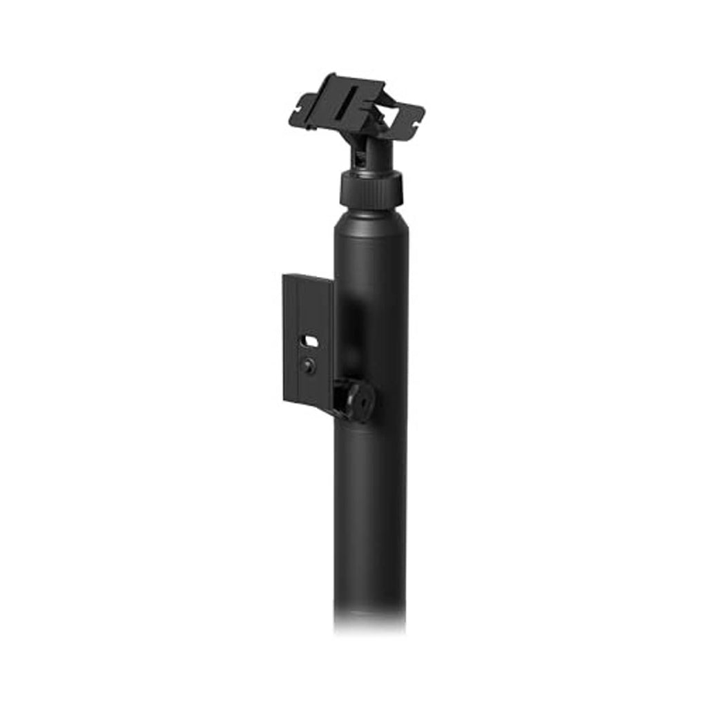 Black stake mount with angled bracket for ring camera or solar panel