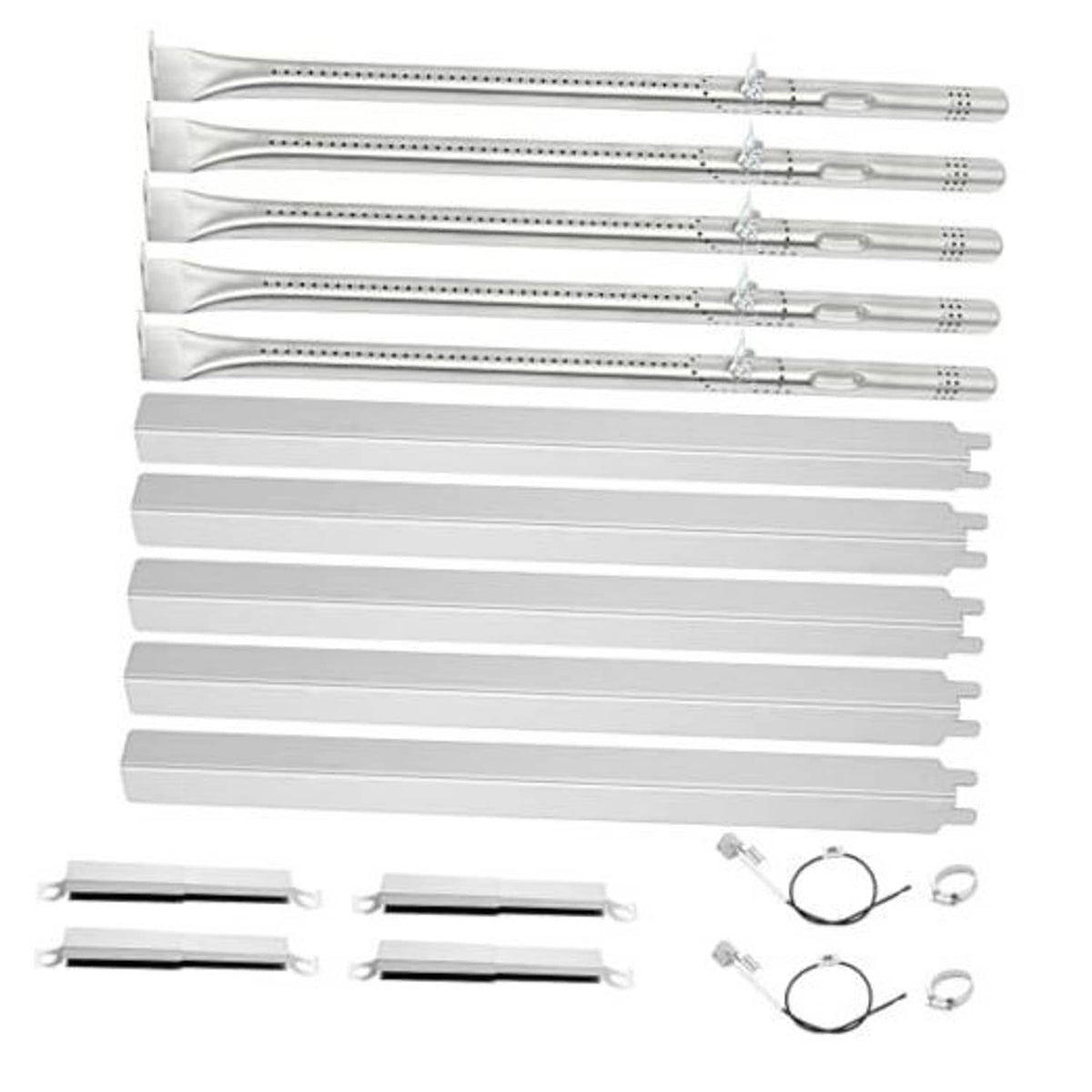 Stainless steel heat tent and burner replacement kit with brackets and wires