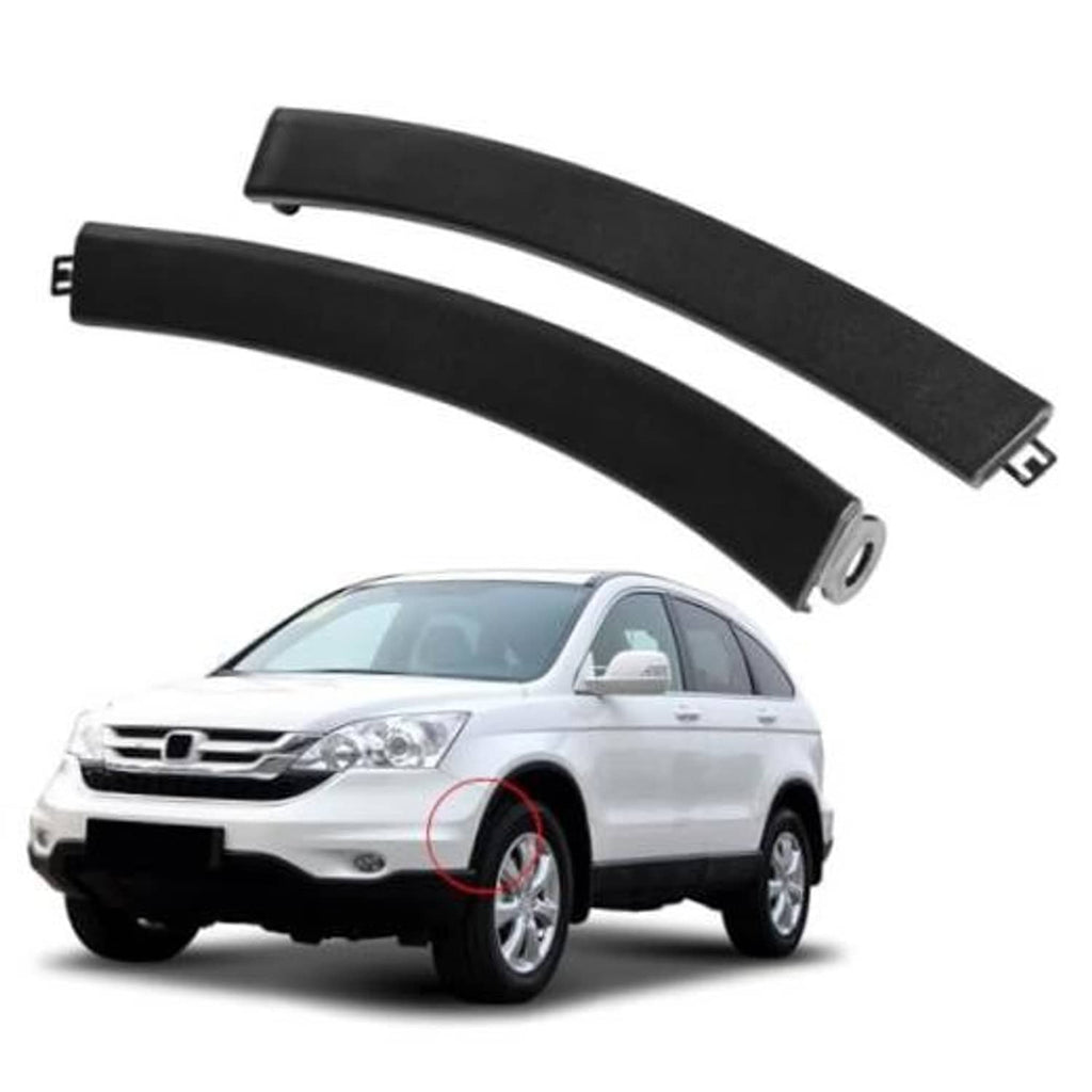Black front bumper wheel fender molding trim filler kit, curved pair with clips