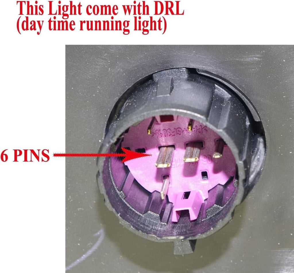 Headlight bulb socket with 6-pin connector on a circular mounting base