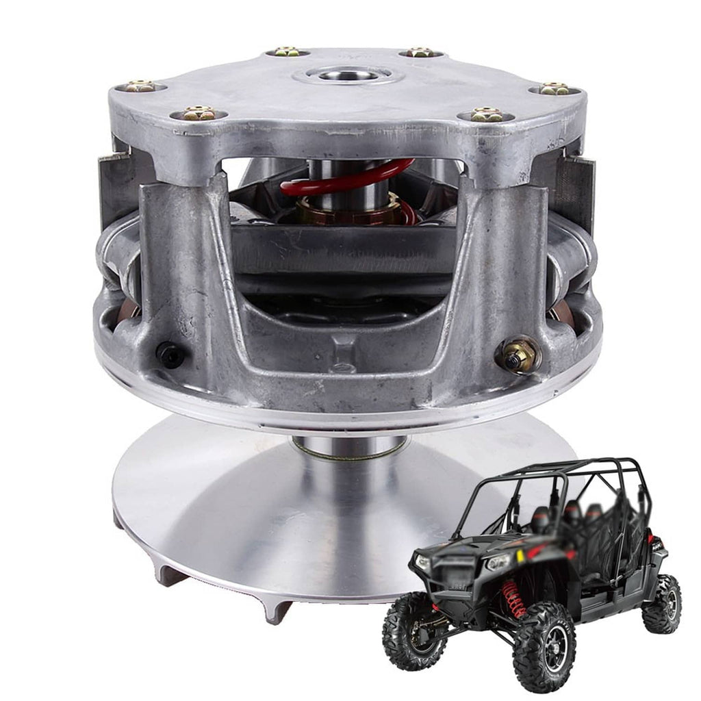 Recoil-style clutch housing with red spring inside and machined aluminum body