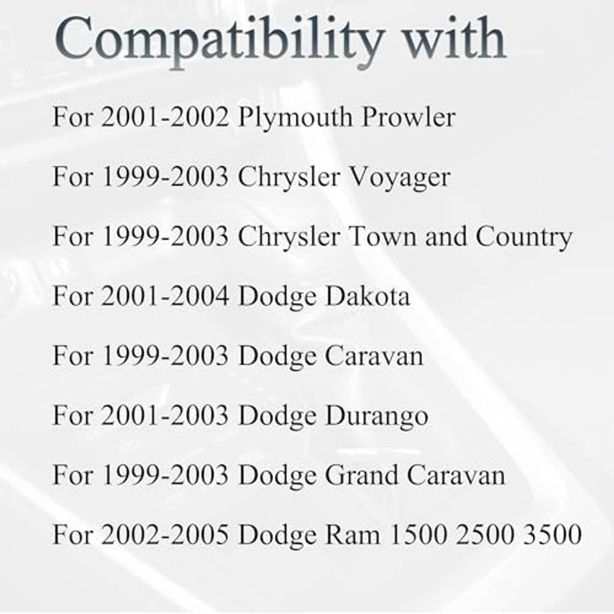 Key fob remote compatibility list printed on a light background.