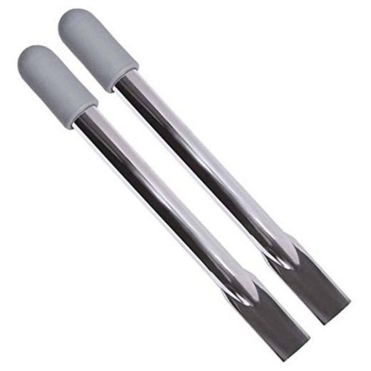 Wheelchair brake handle extensions with gray rubber grips and silver metal bars