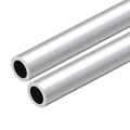 Aluminum round tube, silver-gray, black hollow end, two tubes shown