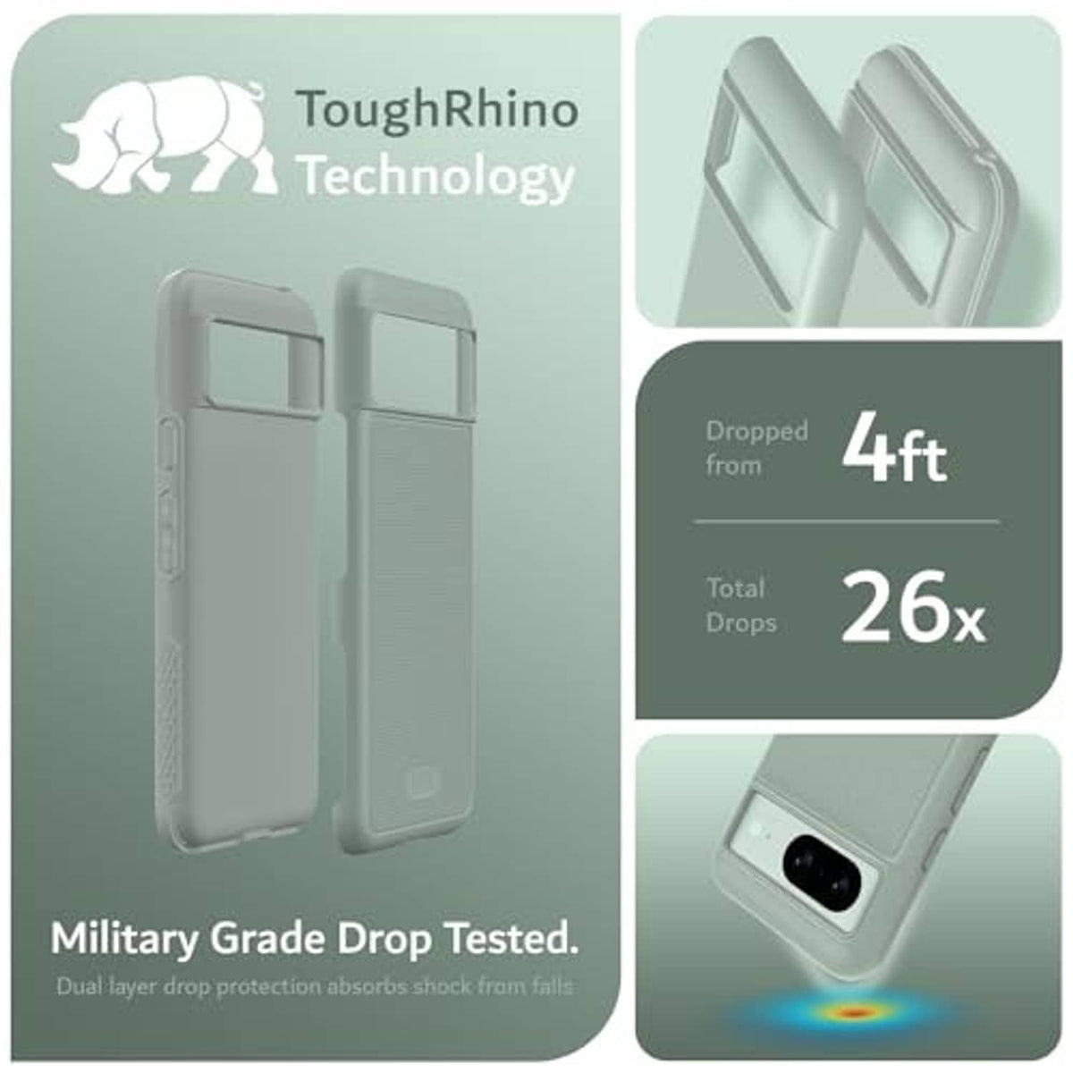Military grade drop-tested phone case with dual-layer protection and textured surface