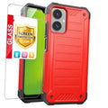Red rugged phone case with raised bezel and dual camera cutouts