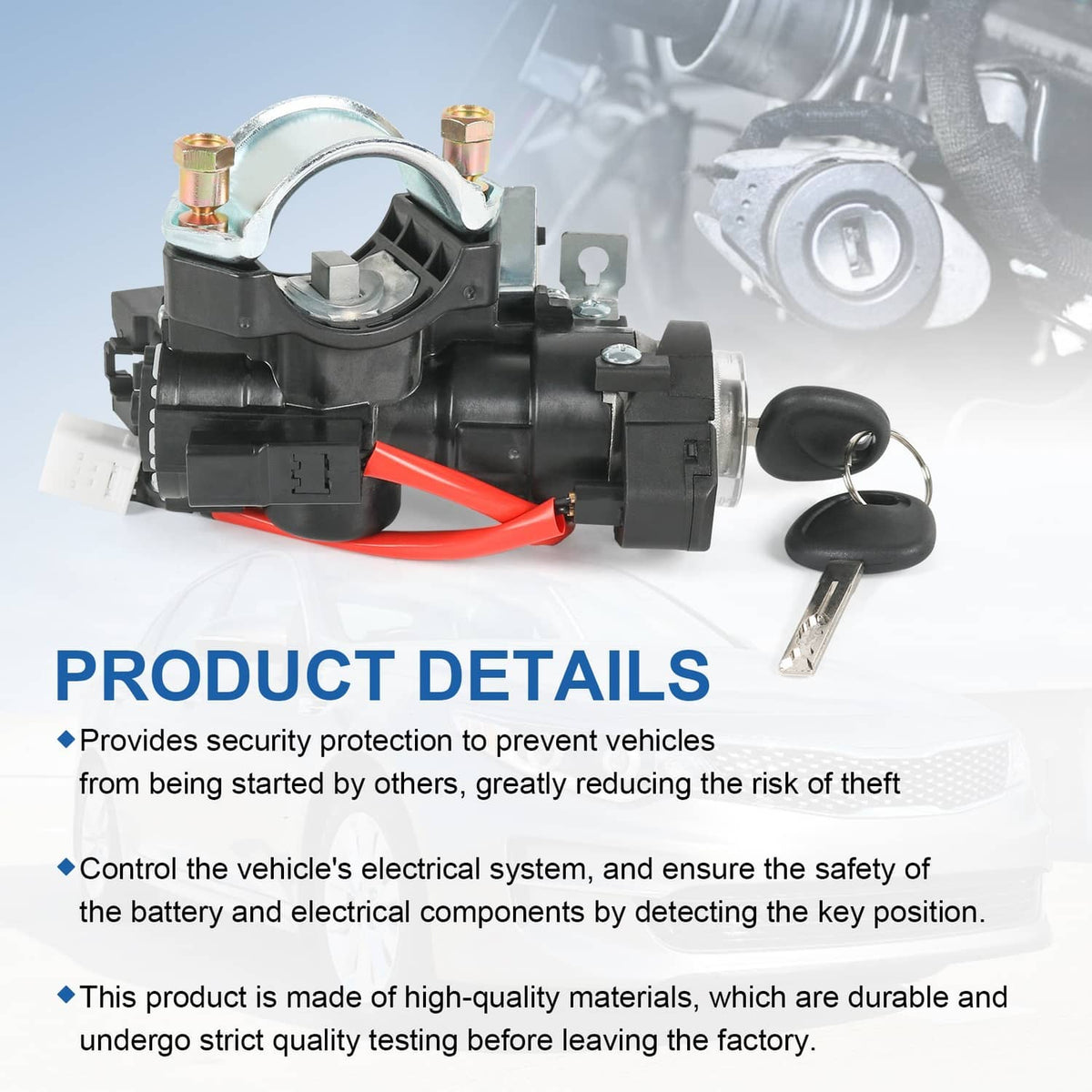 Ignition lock switch and door lock cylinder assembly with spare keys and mounting parts