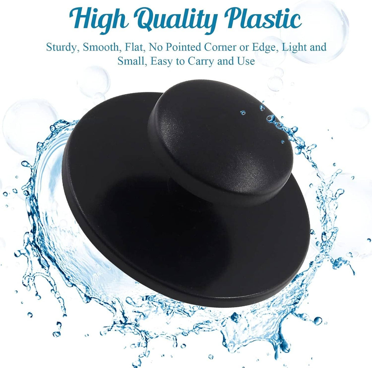 Matte black oval-top self-stick knob with smooth textured surface