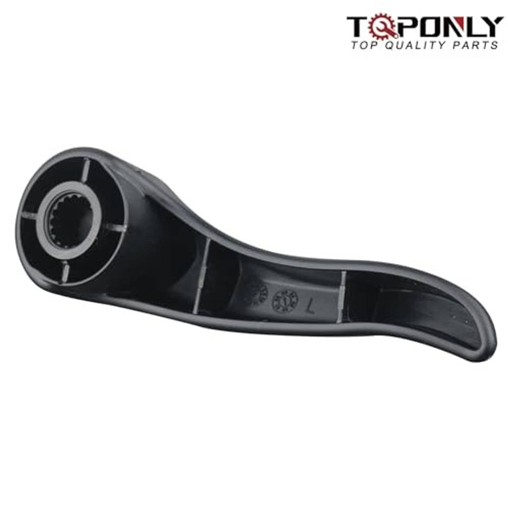 Seat recliner handle lever underside, black plastic tray with mounting area