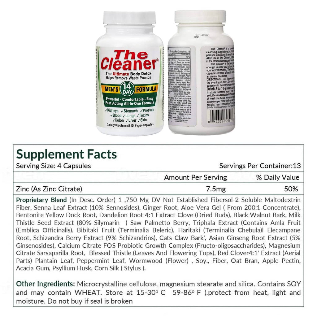 Detox supplement bottles with Supplement Facts label and ingredients list