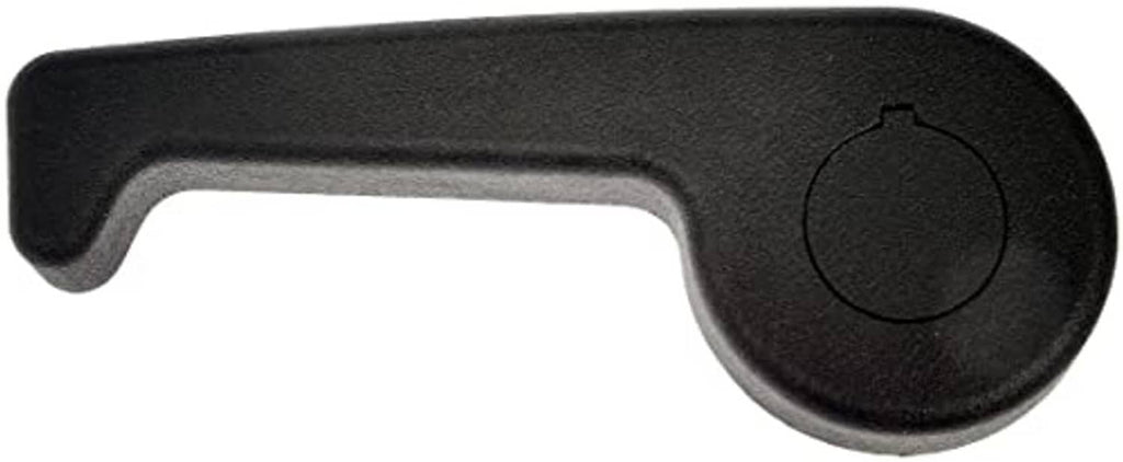 Black hood release pull handle with circular release knob and rectangular opening