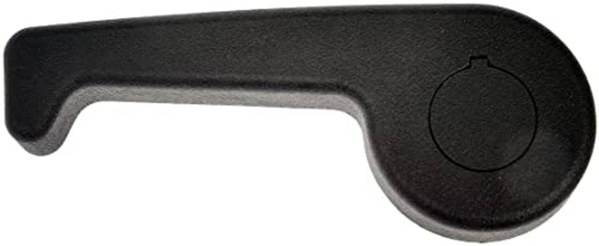 Black hood release pull handle with circular release knob and rectangular opening