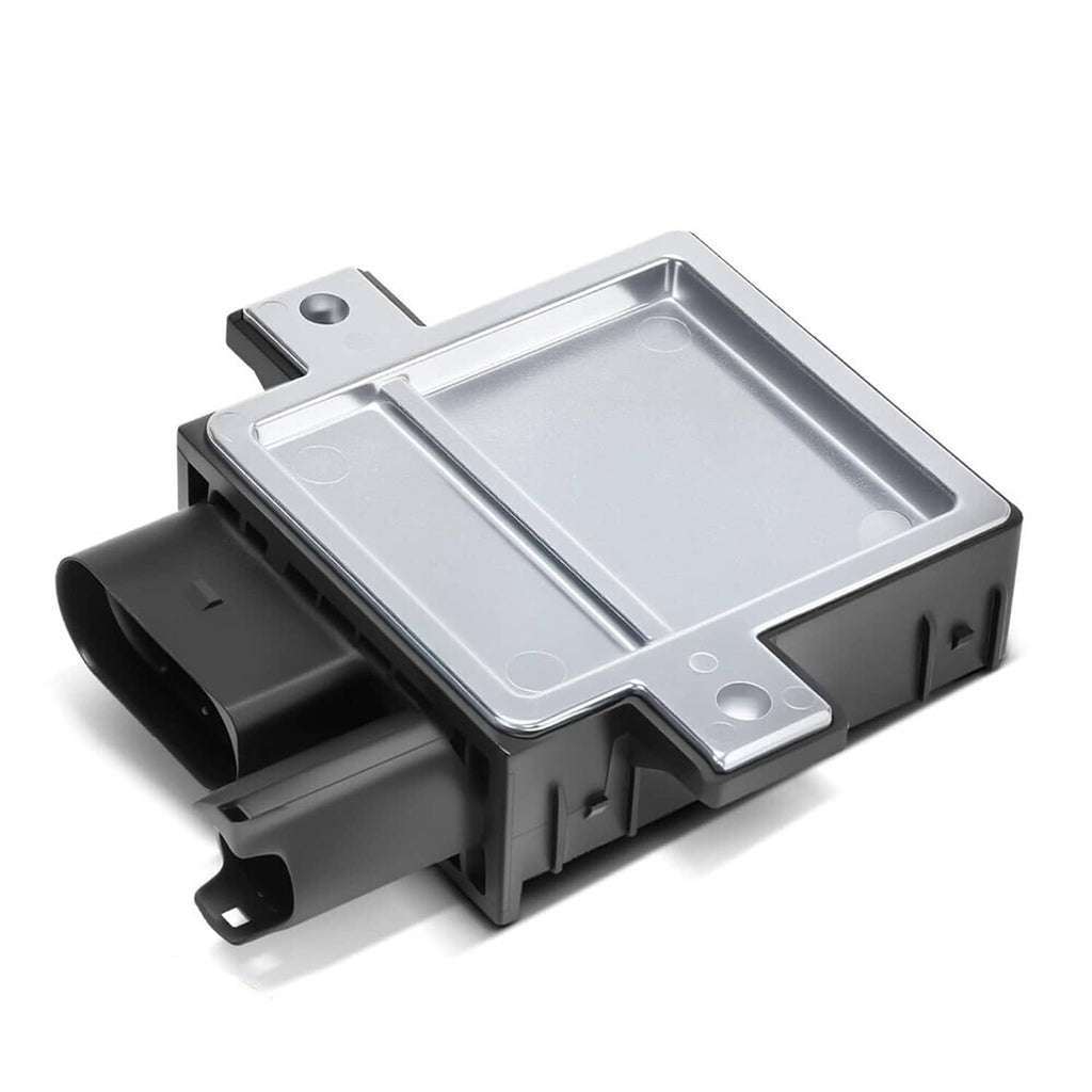 Glow plug control module with silver metal plate and black electrical housing