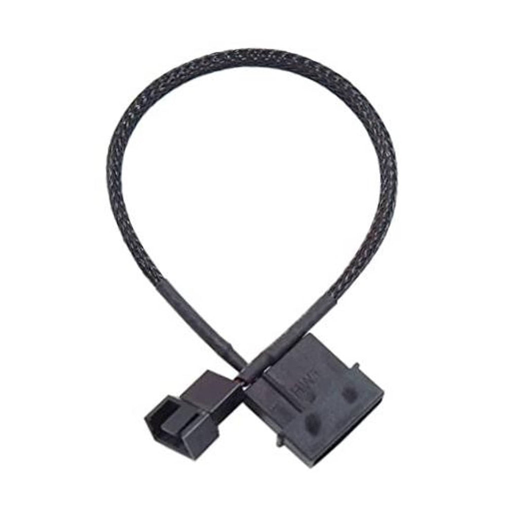 Black braided PC fan power adapter cable, 4-pin to 3-pin/4-pin connectors