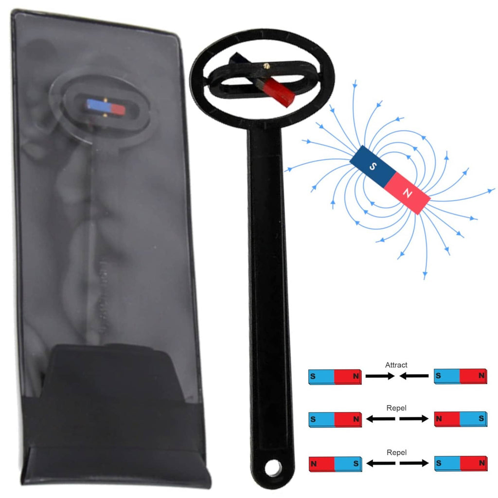 Magnetic pole detector wand with black handle and circular viewing ring