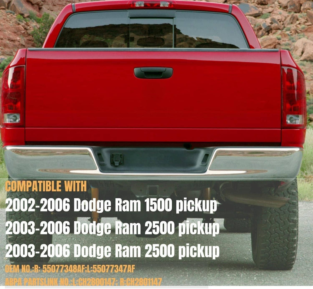 Red pickup tail light pair with clear lower strip and white reverse lens