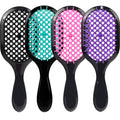 4-pack vented detangling hair brushes with black handles: black, teal, pink, and purple pads