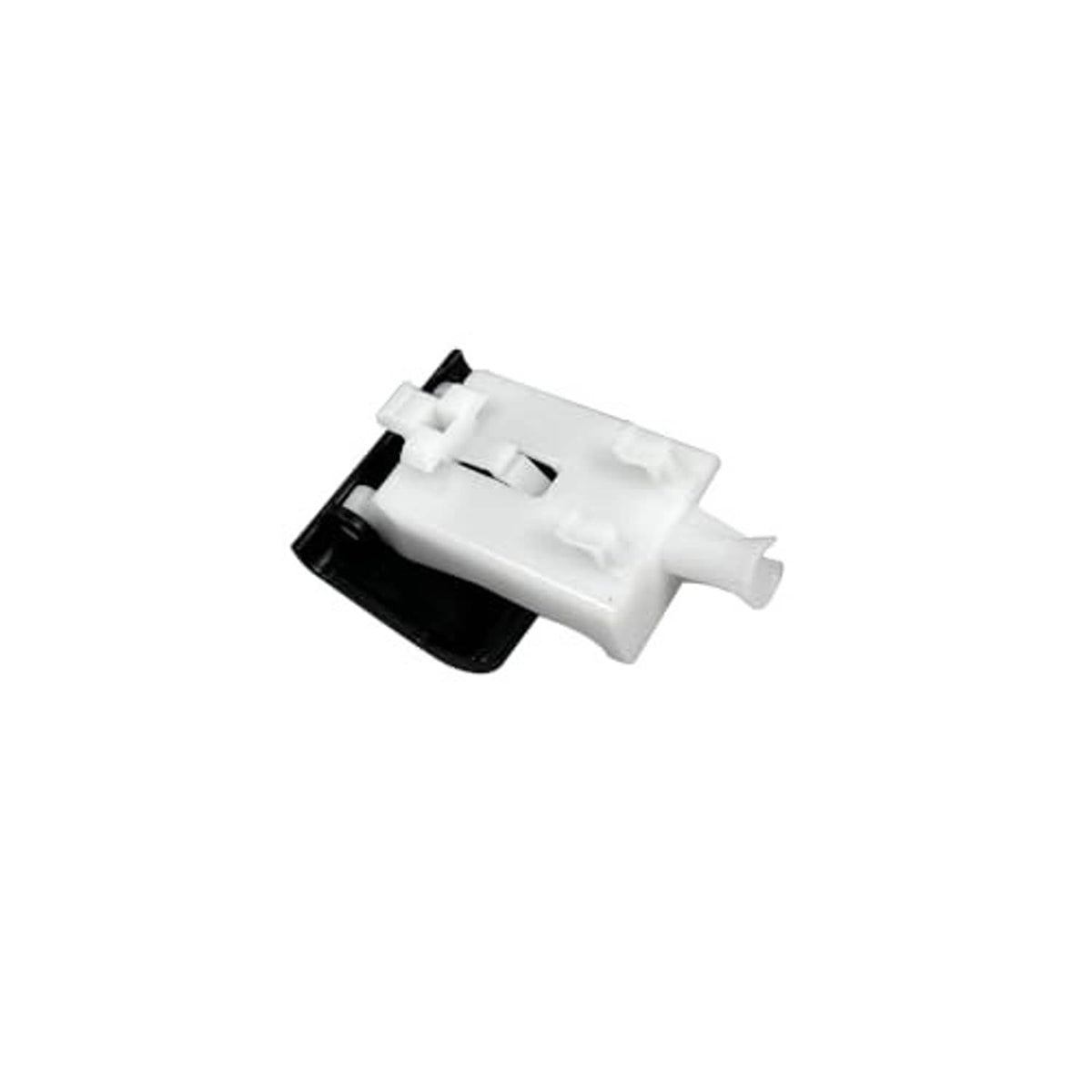 White hood release latch handle assembly with black base