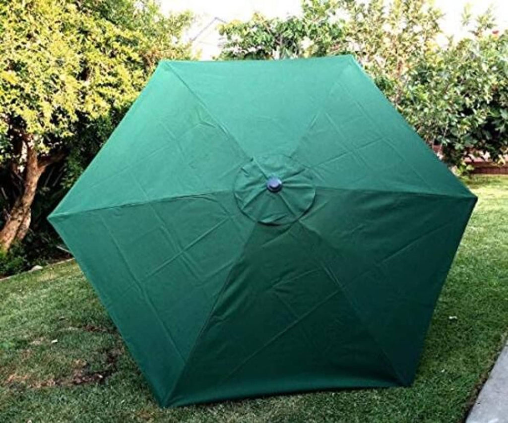 Teal-green patio umbrella replacement canopy cover with center vent and rib panels