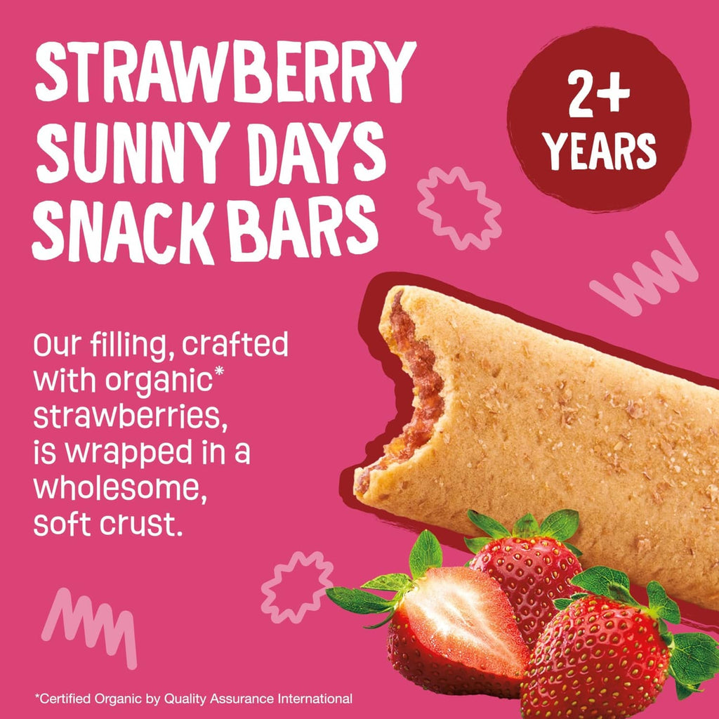 Strawberry Sunny Days snack bars pack with soft crust, for ages 2+