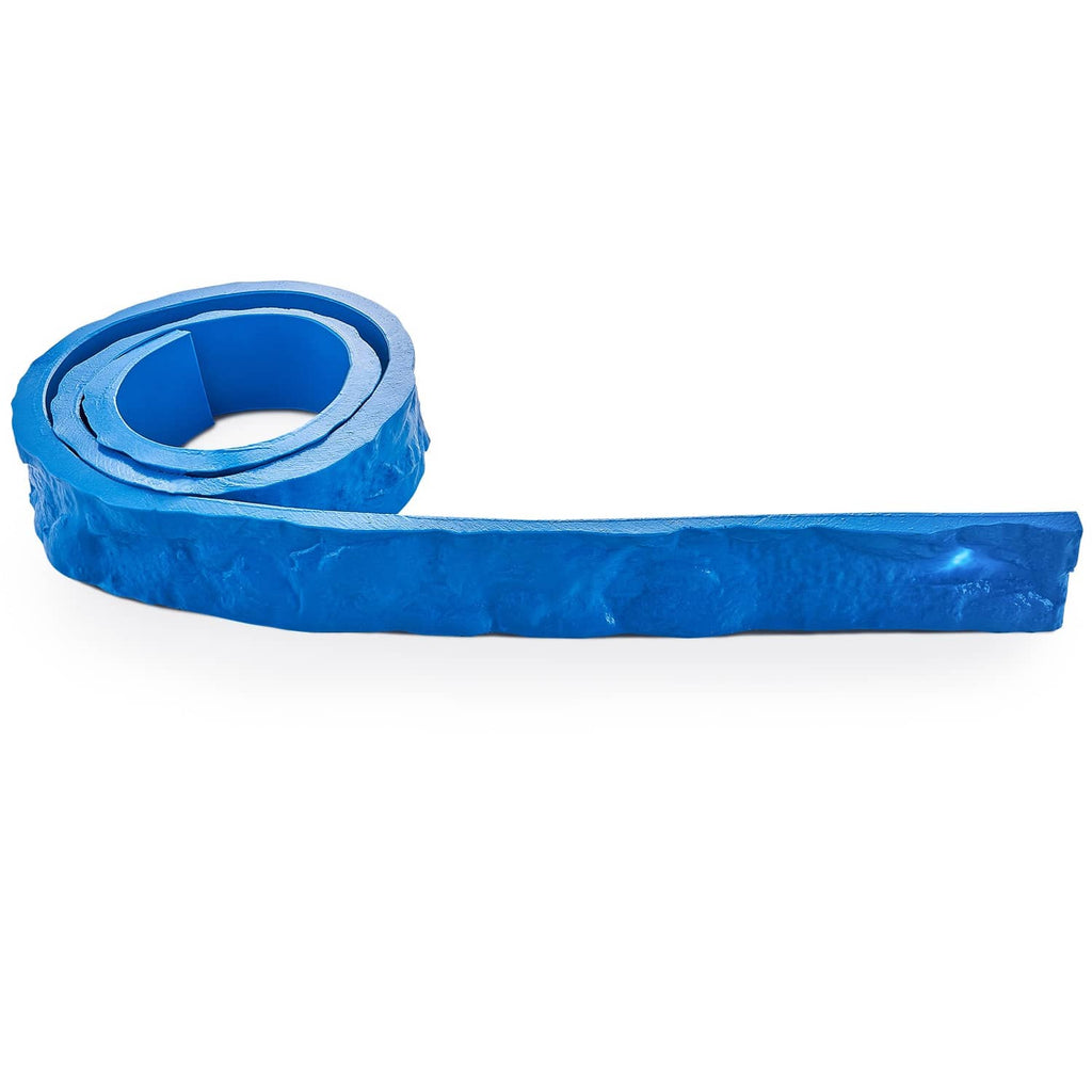 Blue polyurethane concrete stamp edge liner roll with rectangular strip, stone-texture style