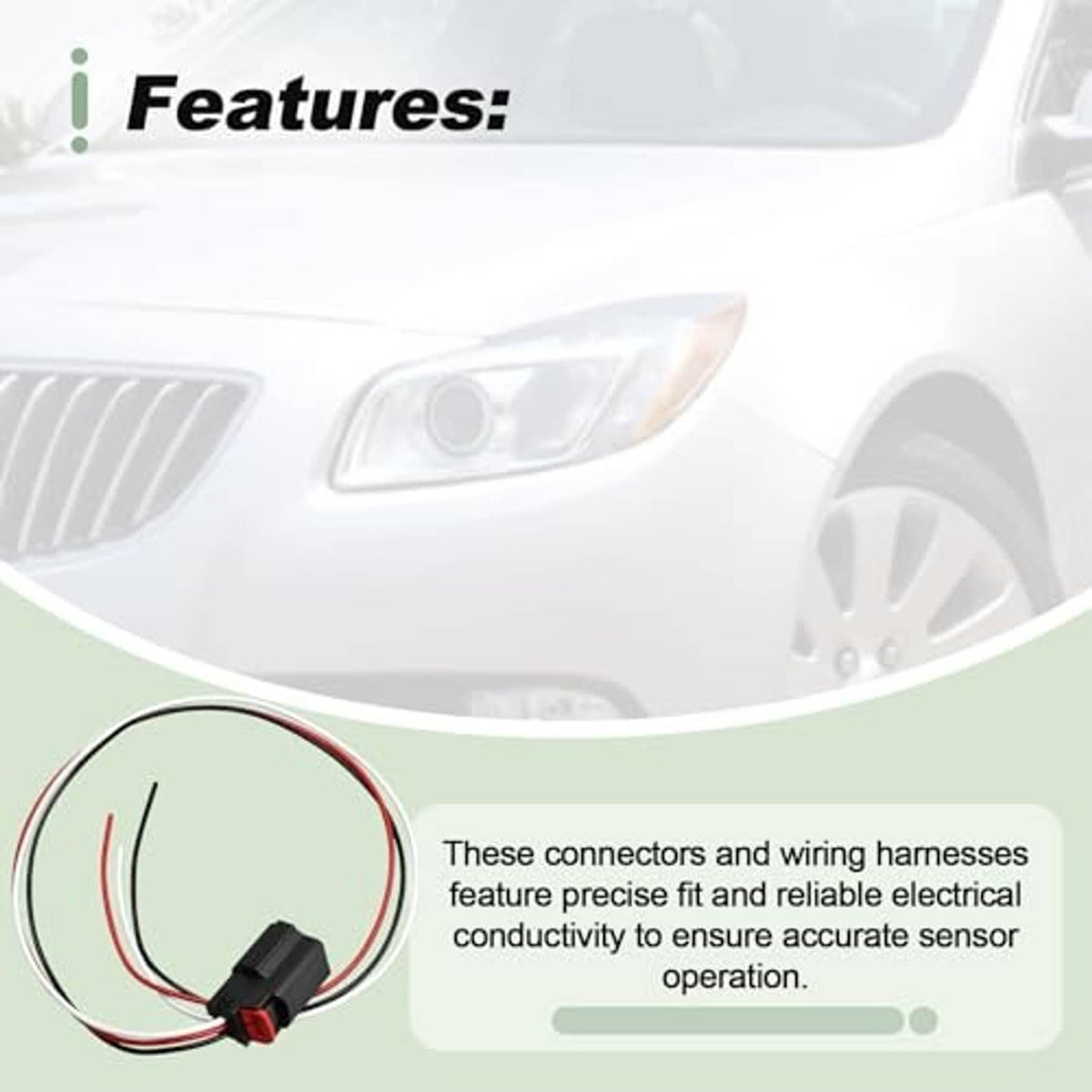 3-pin wiring harness pigtail connector with red, black, and white wires