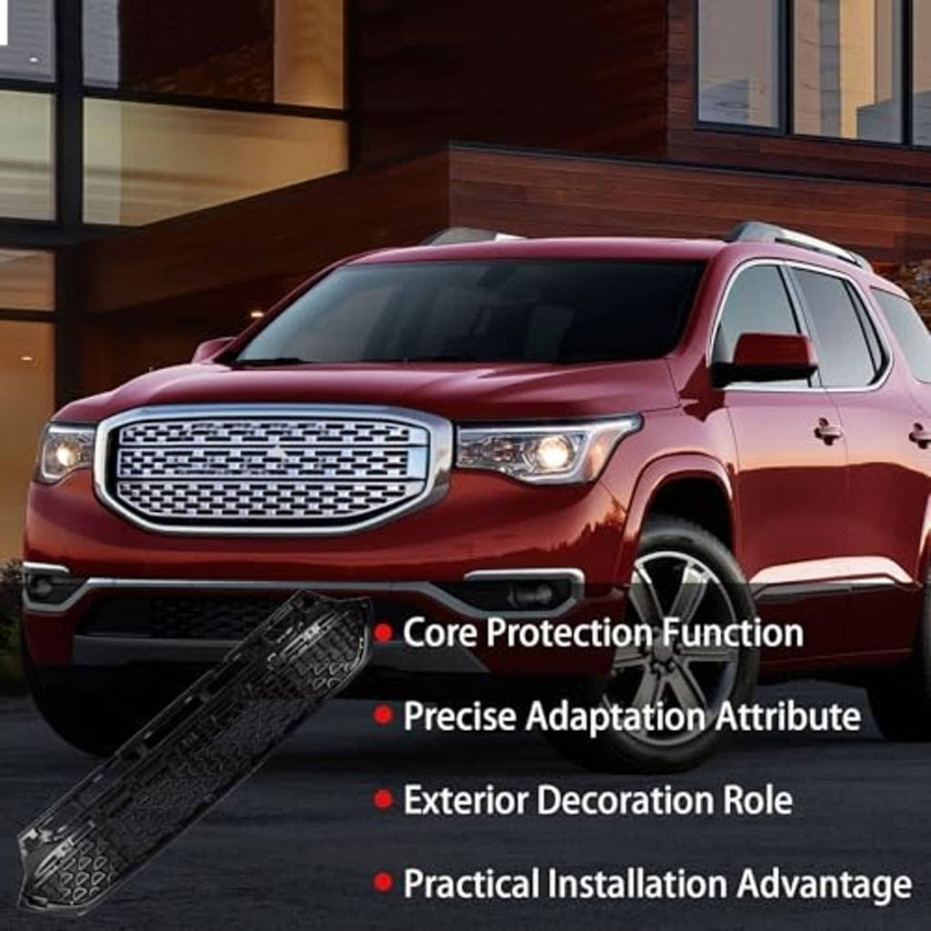 Front grille panel with black mesh honeycomb pattern on a red SUV